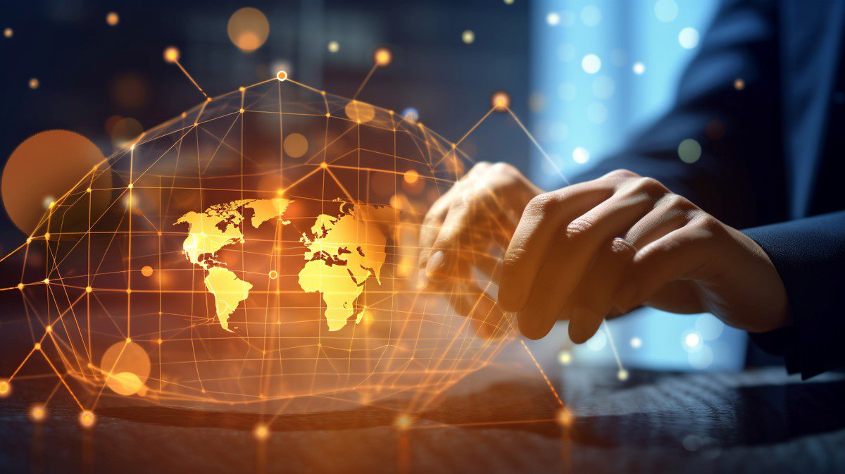 Business person futuristic business environment